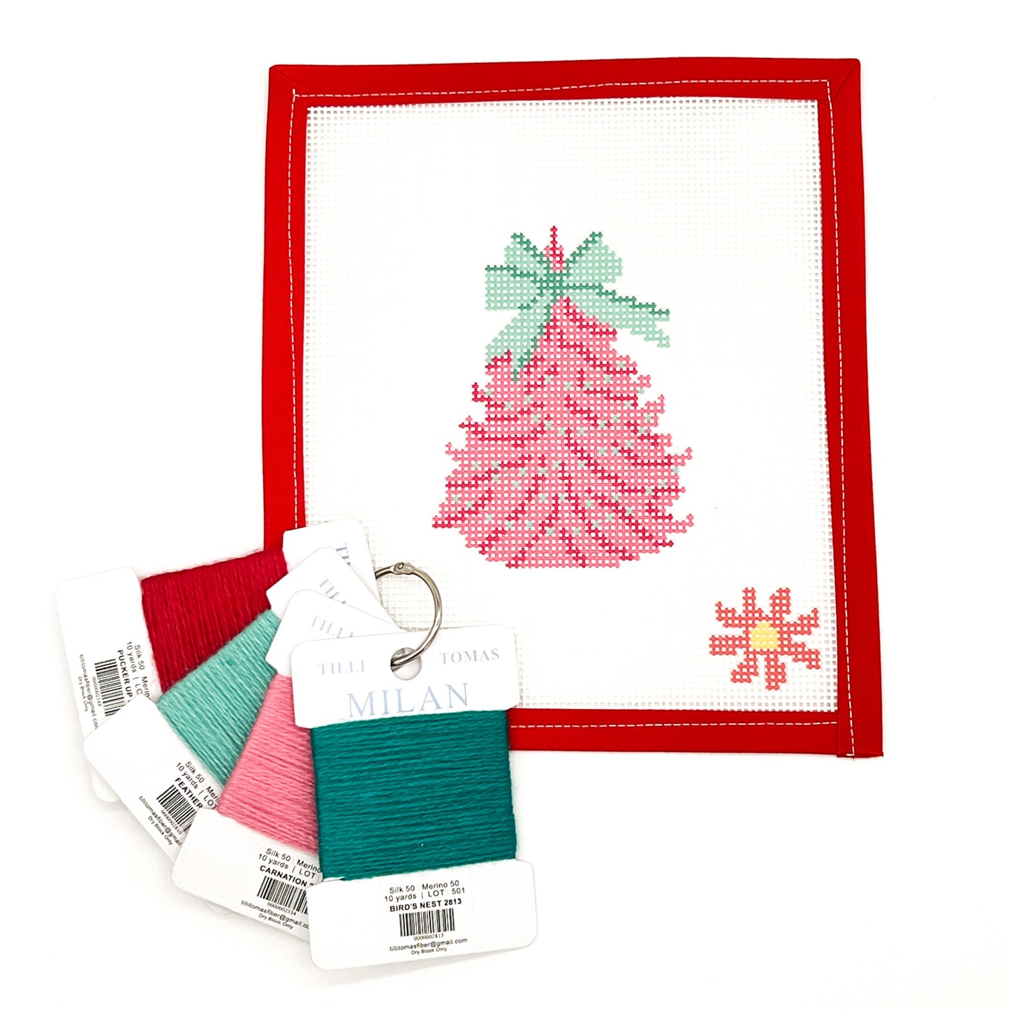 Pink Christmas Tree Beginner Needlepoint Kit