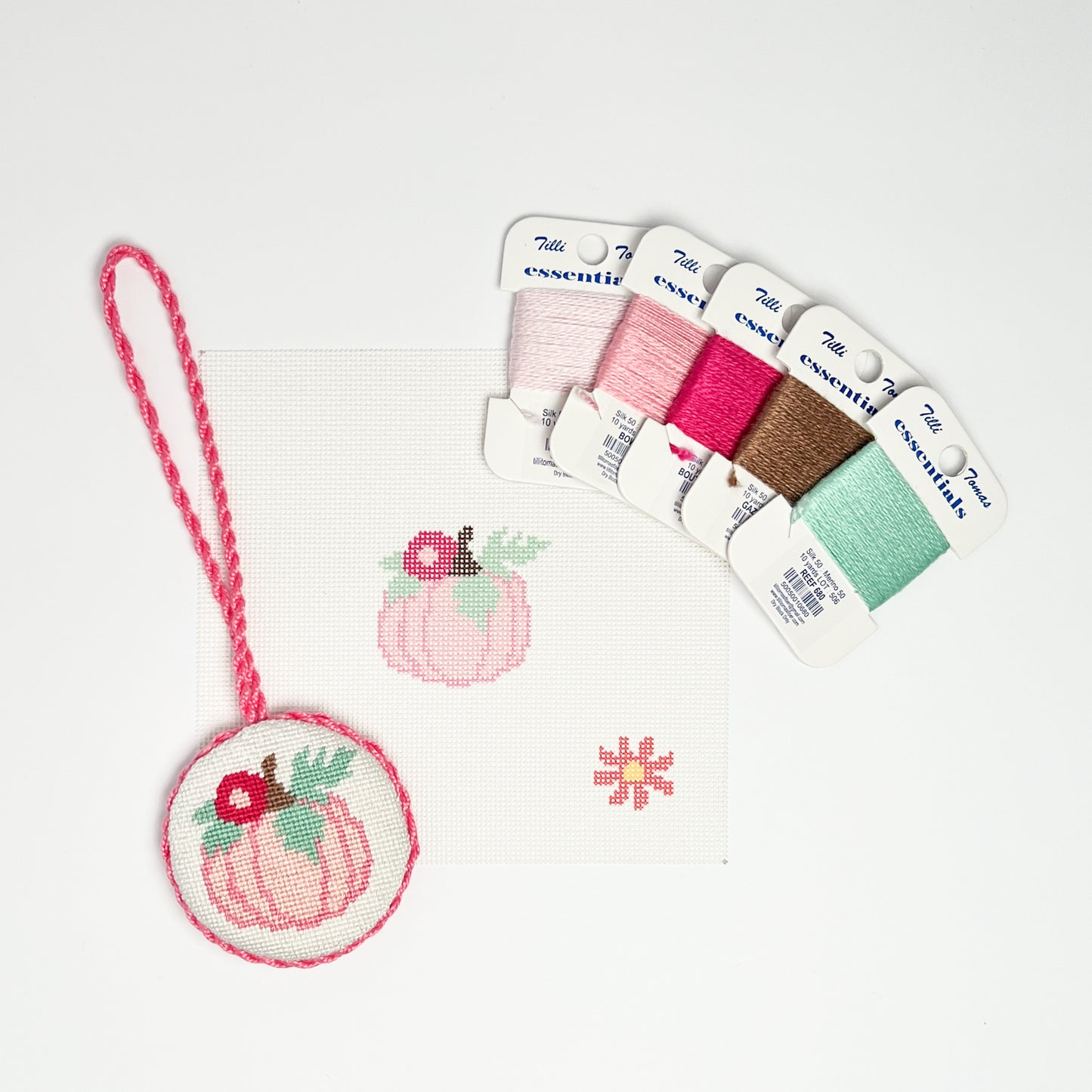 Pink Pumpkin Mini Needlepoint Kit