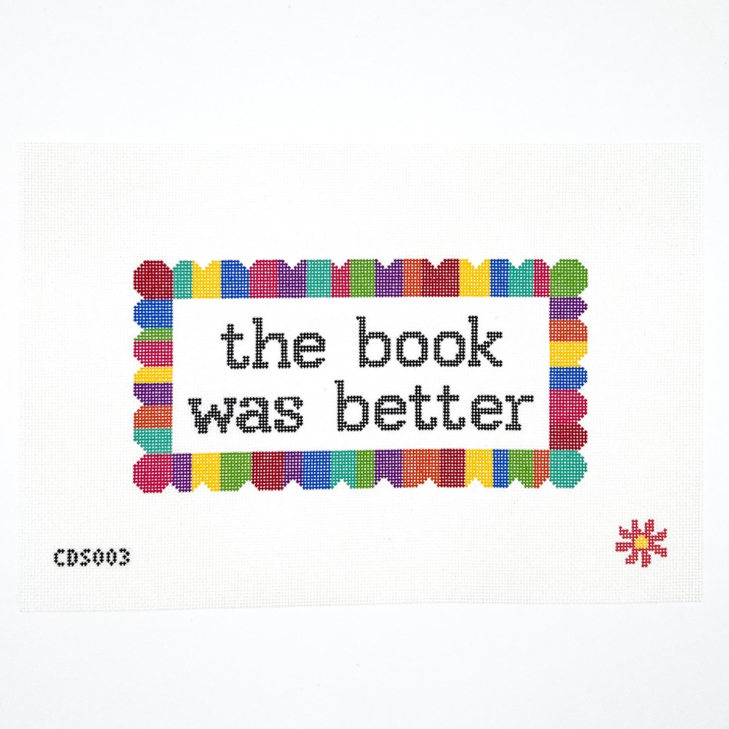 Text 'the book was better' with a colorful border on a white background