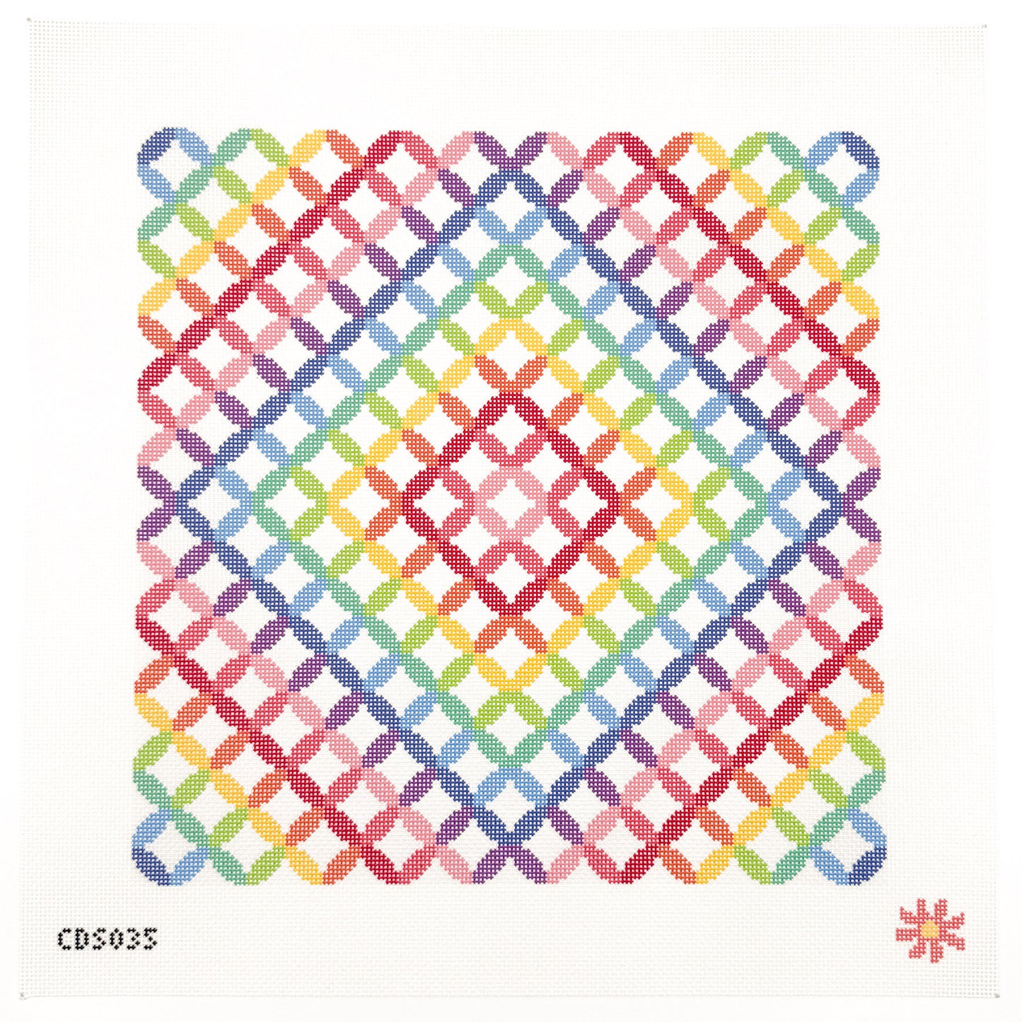 Rainbow Rings Pillow Needlepoint Canvas - White