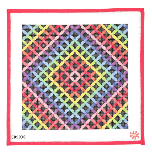 Rainbow Rings Pillow Needlepoint Canvas - Black