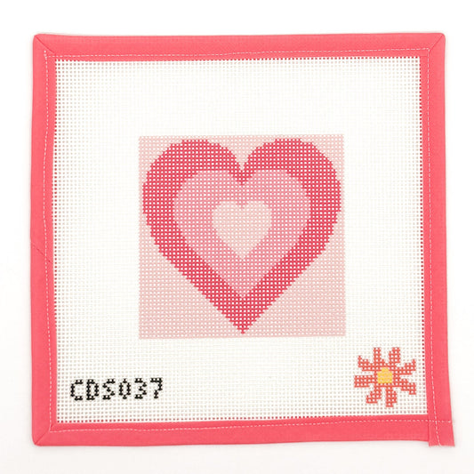 Pink Hearts Beginner Needlepoint Canvas
