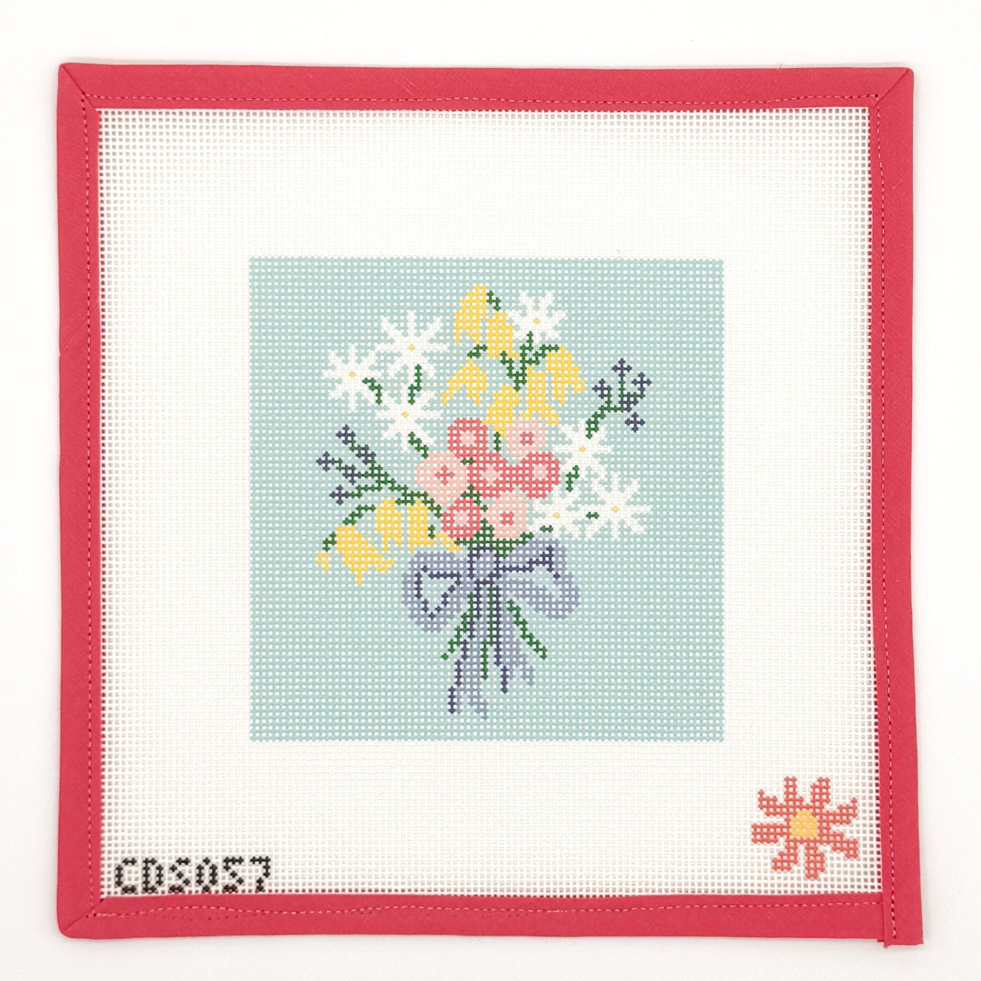 Sweet Blue Floral Needlepoint Canvas - Large