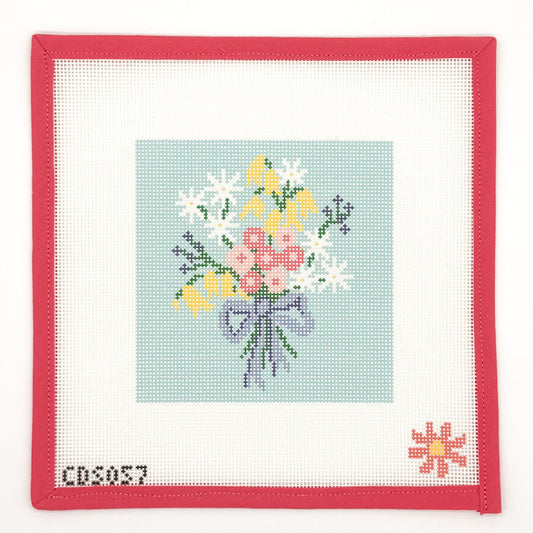 Sweet Blue Floral Needlepoint Canvas - Large