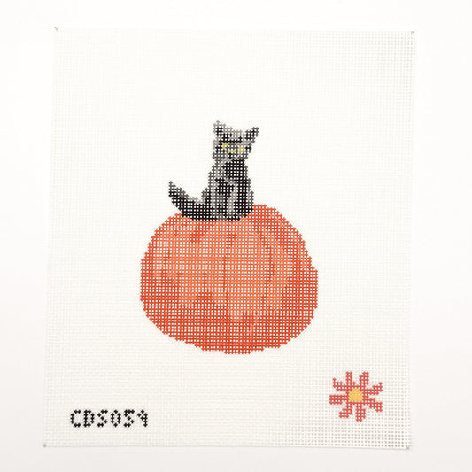 Black Cat Pumpkin Needlepoint Canvas