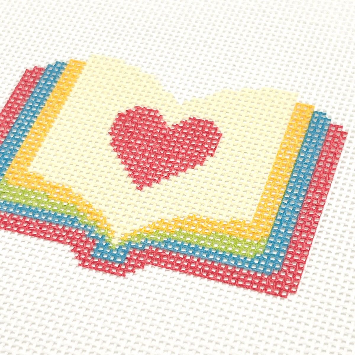 Heart Book Stack Needlepoint Ornament Canvas