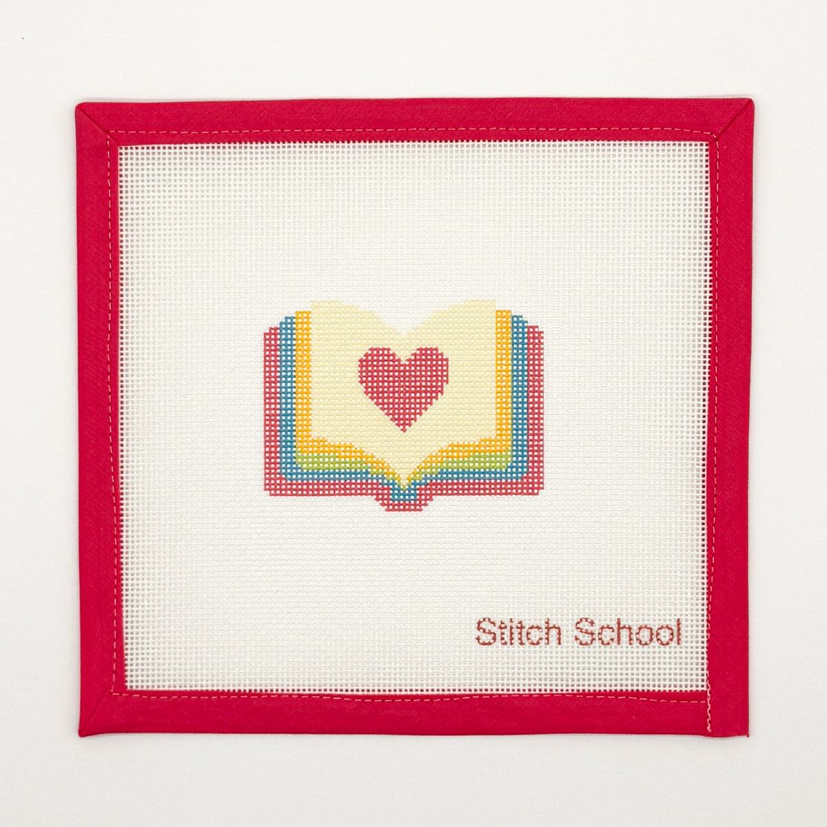 Heart Book Stack Needlepoint Ornament Canvas