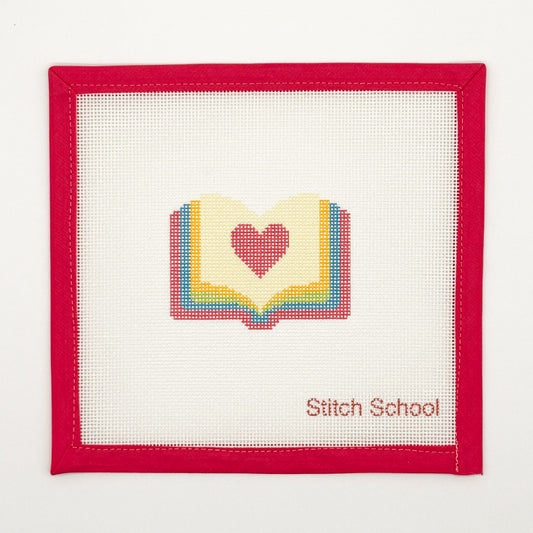 Heart Book Stack Needlepoint Ornament Canvas