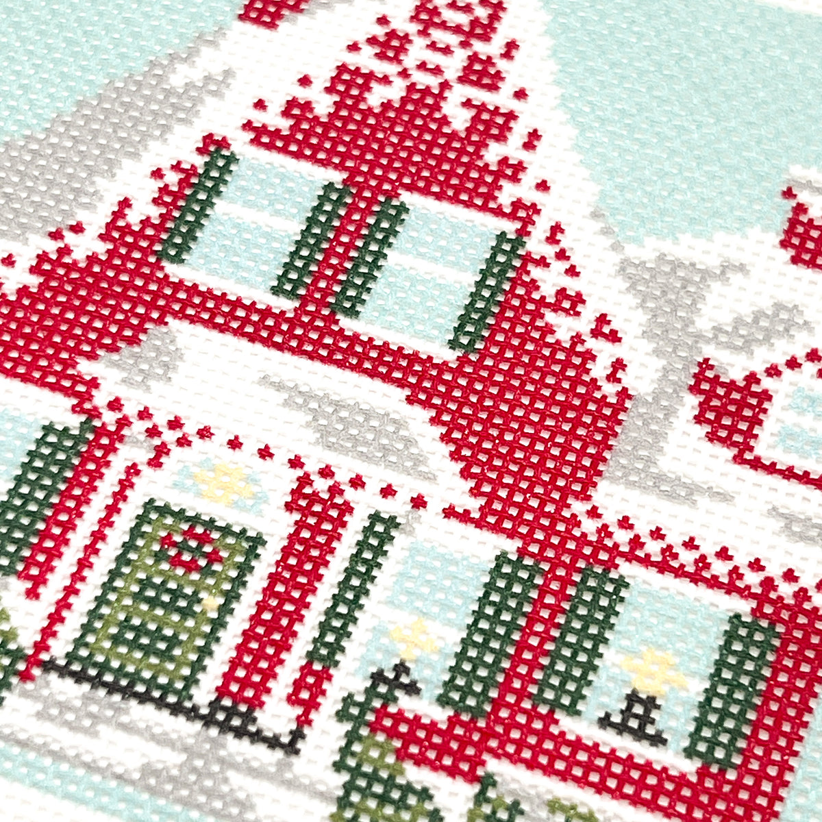 Red Holiday House Needlepoint Canvas