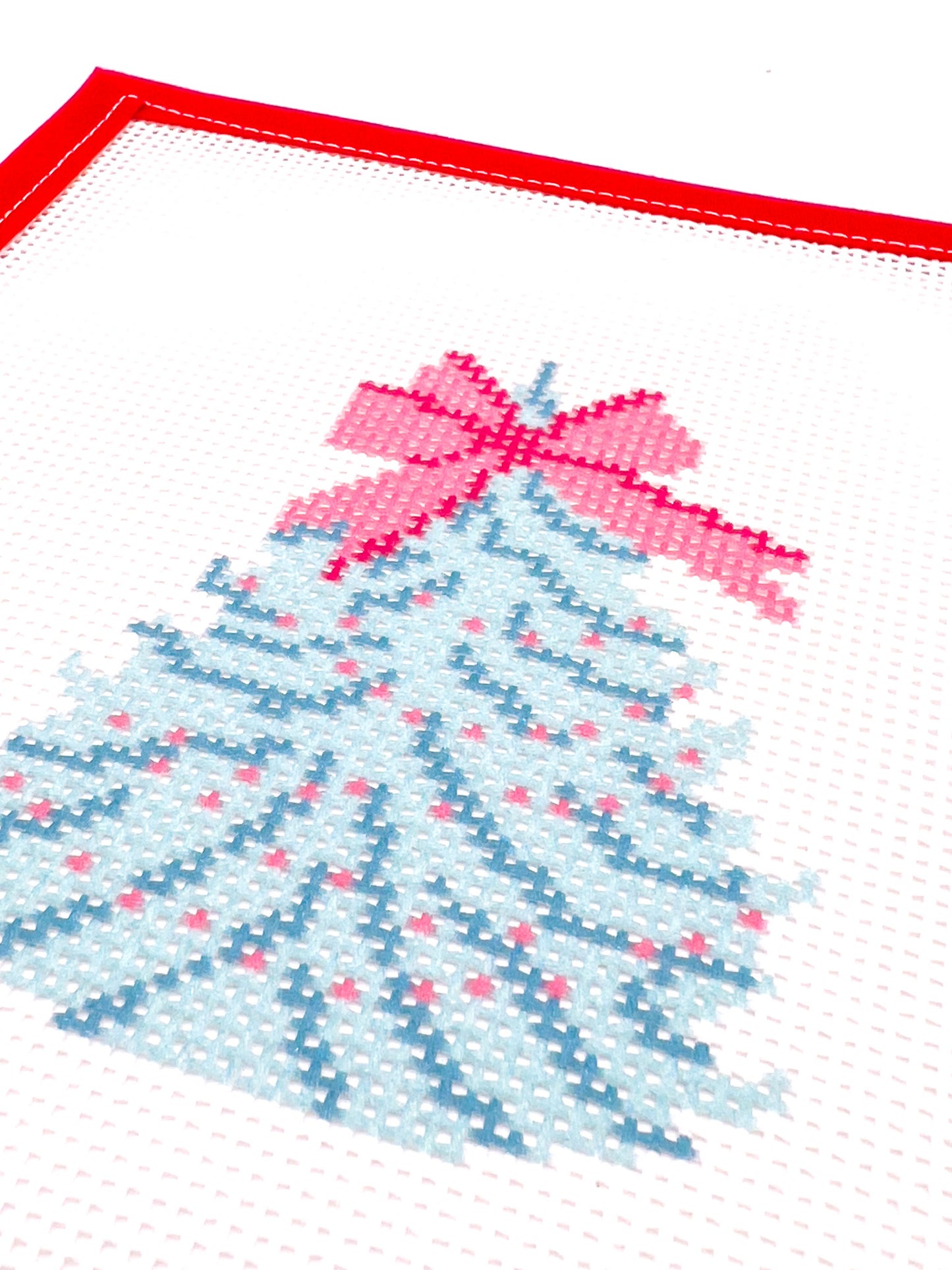 Aqua & Pink Christmas Tree Beginner Needlepoint Kit