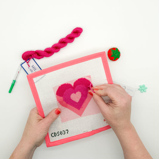 Pink Hearts Beginner Needlepoint Kit