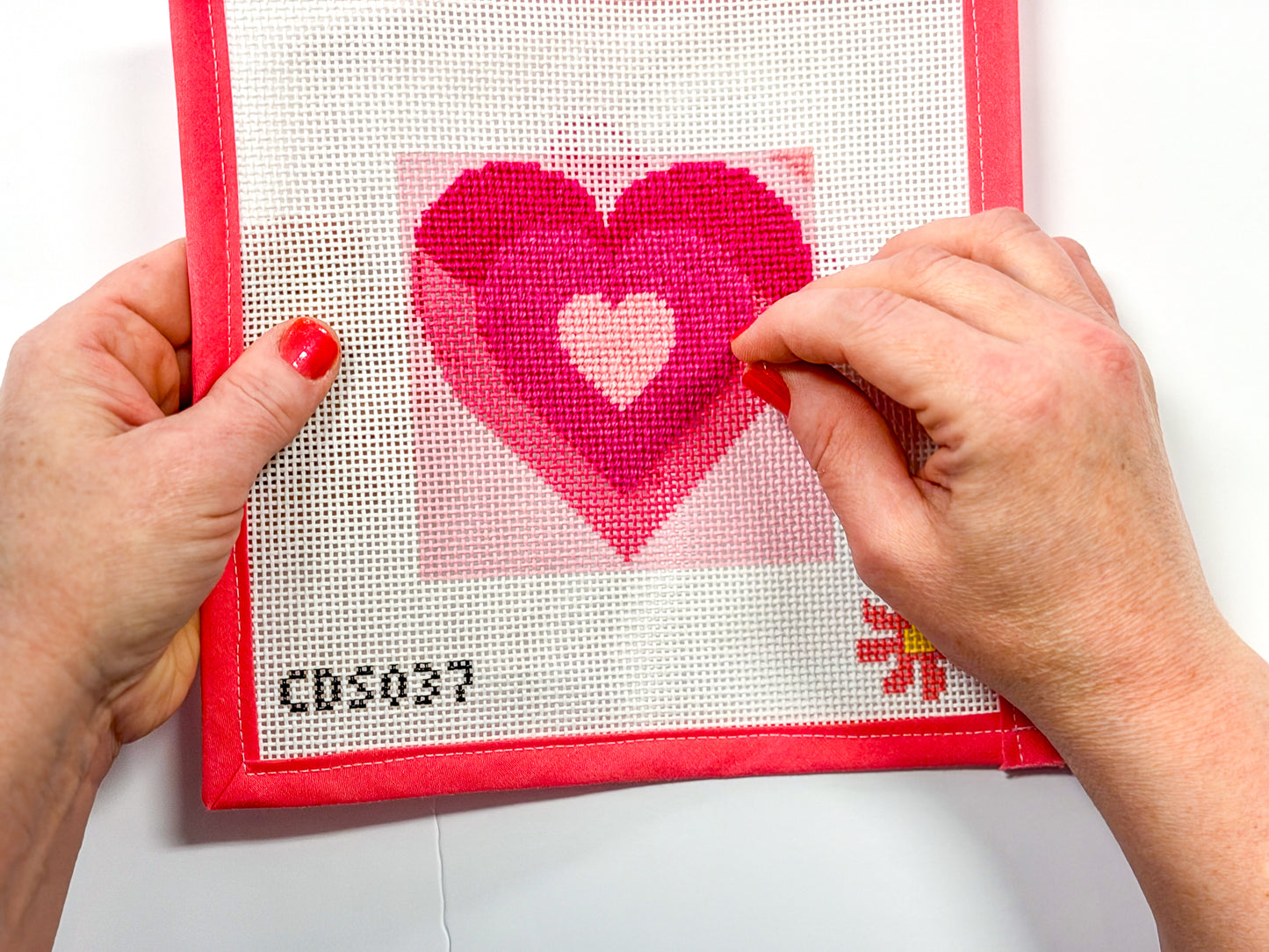 Pink Hearts Beginner Needlepoint Kit
