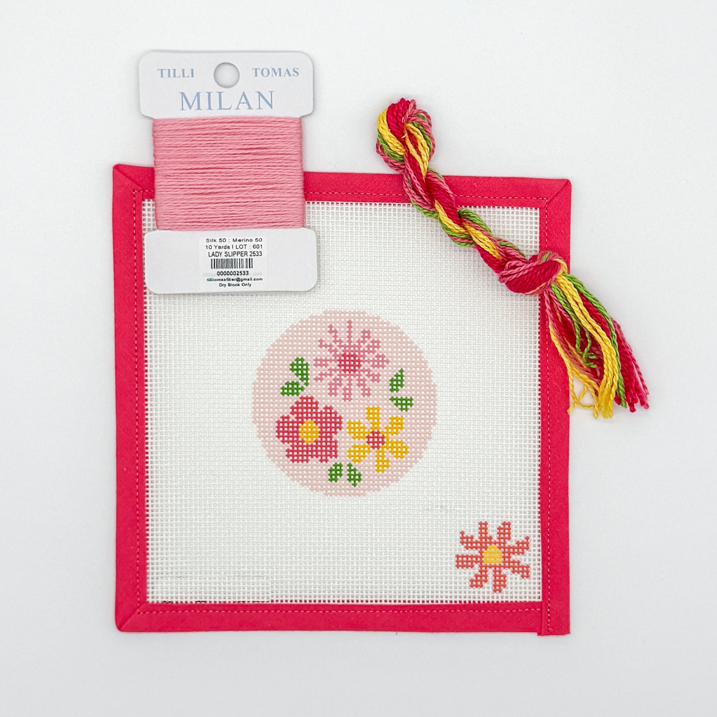 Pink Flowers Beginner Needlepoint Kit