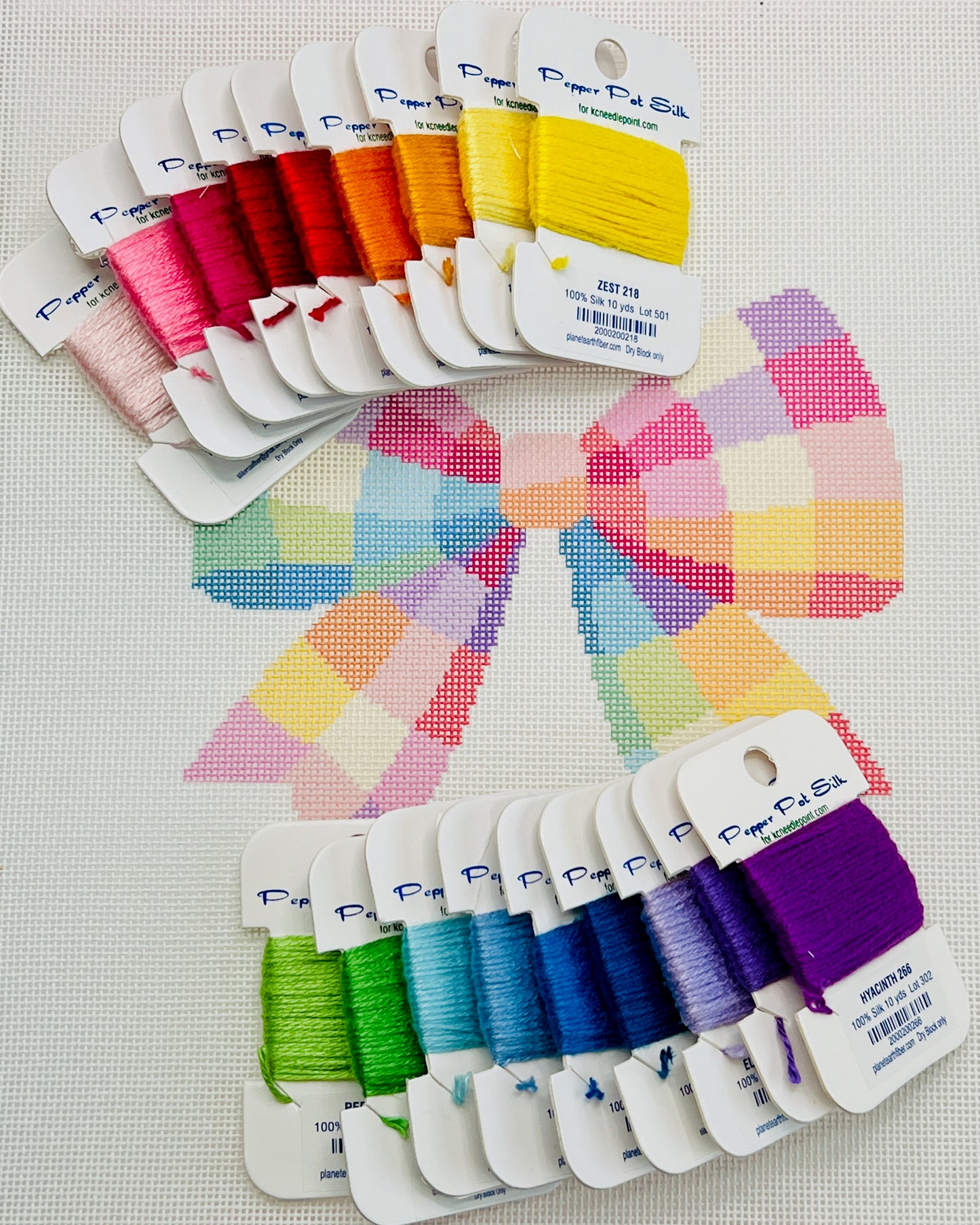 Gingham Bow Needlepoint Kit