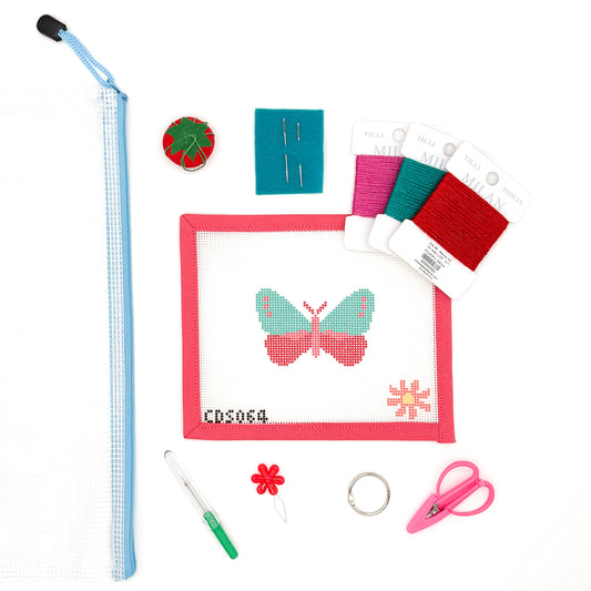 Red Butterfly Beginner Needlepoint Kit