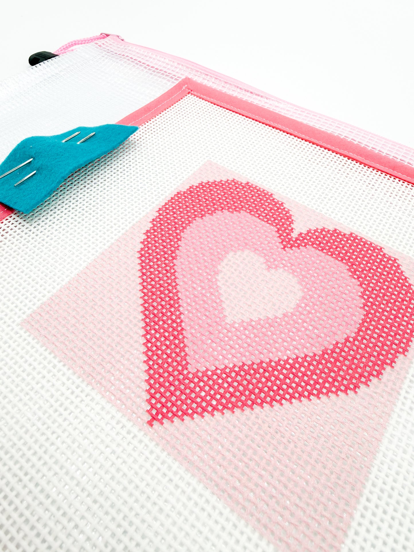 Pink Hearts Beginner Needlepoint Kit