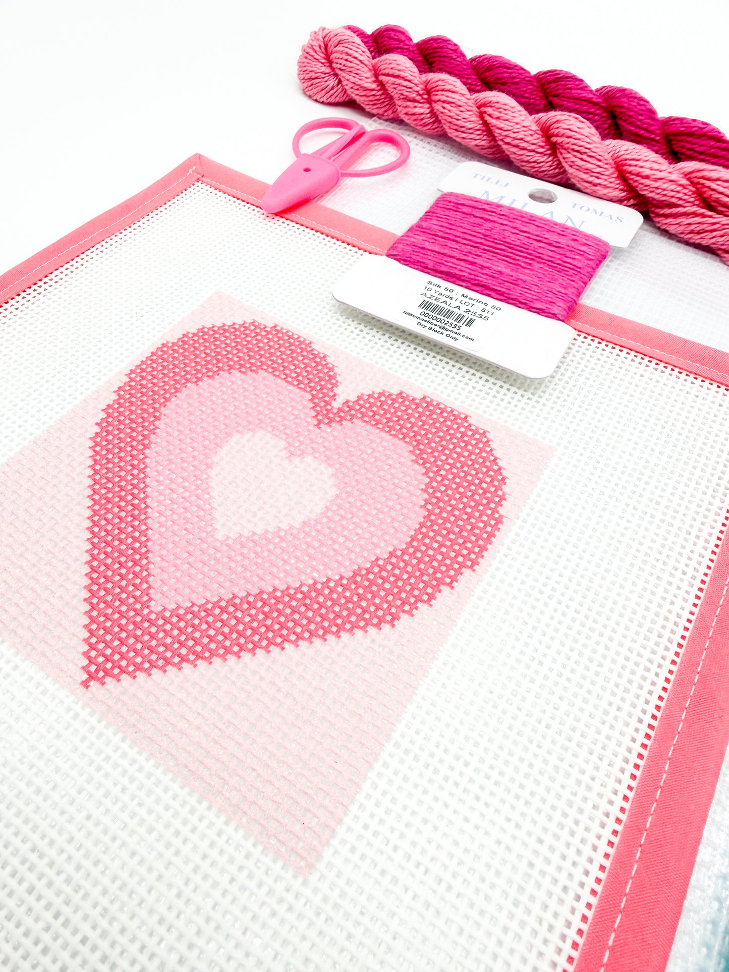 Pink Hearts Beginner Needlepoint Kit