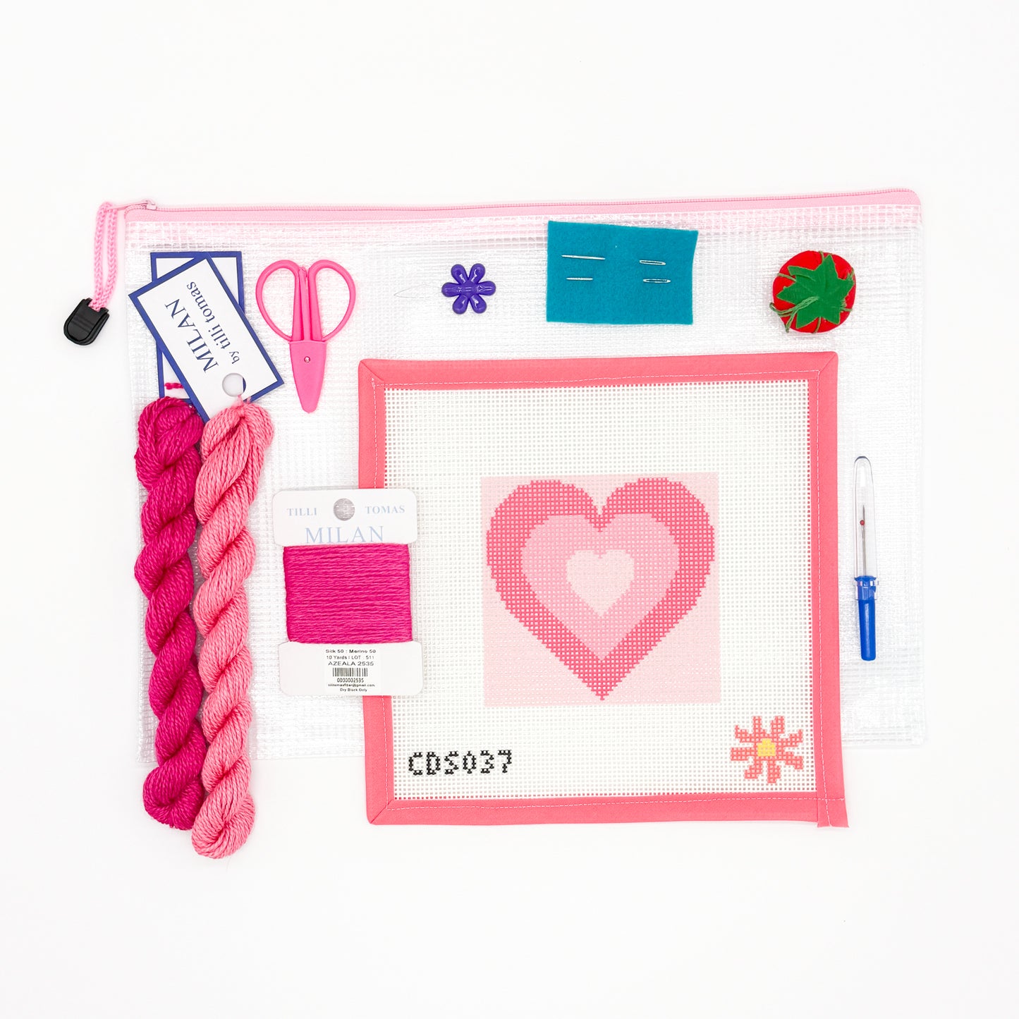 Pink Hearts Beginner Needlepoint Kit