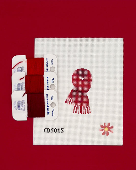 Red Scarf Mini Needlepoint Canvas