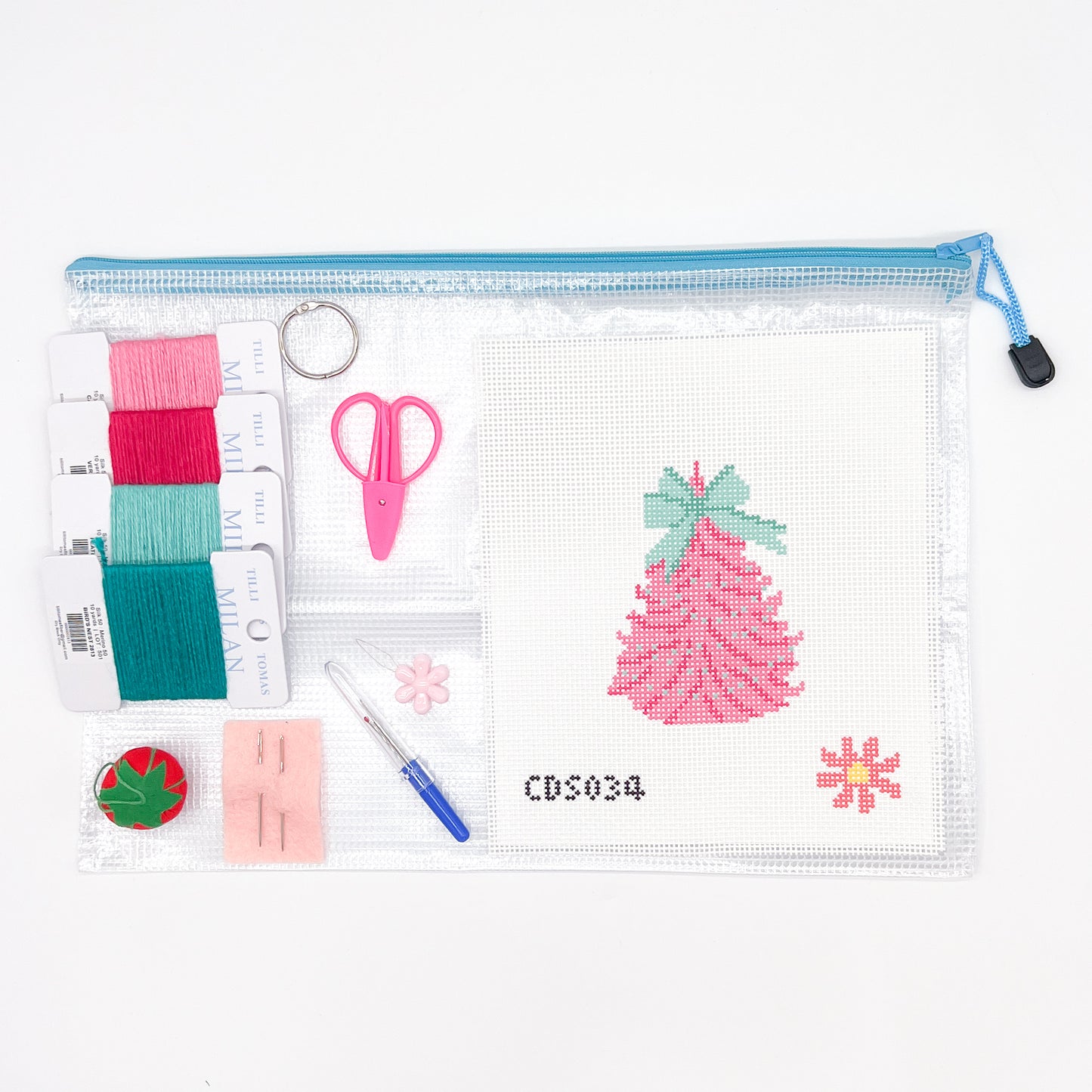 Pink Christmas Tree Beginner Needlepoint Kit