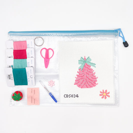 Pink Christmas Tree Beginner Needlepoint Kit