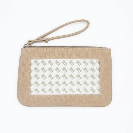 Taupe Canvas Clutch Wristlet Small, Rectangle Insert- Small Everyday Bag - Self Finishing Needlepoint Clutch