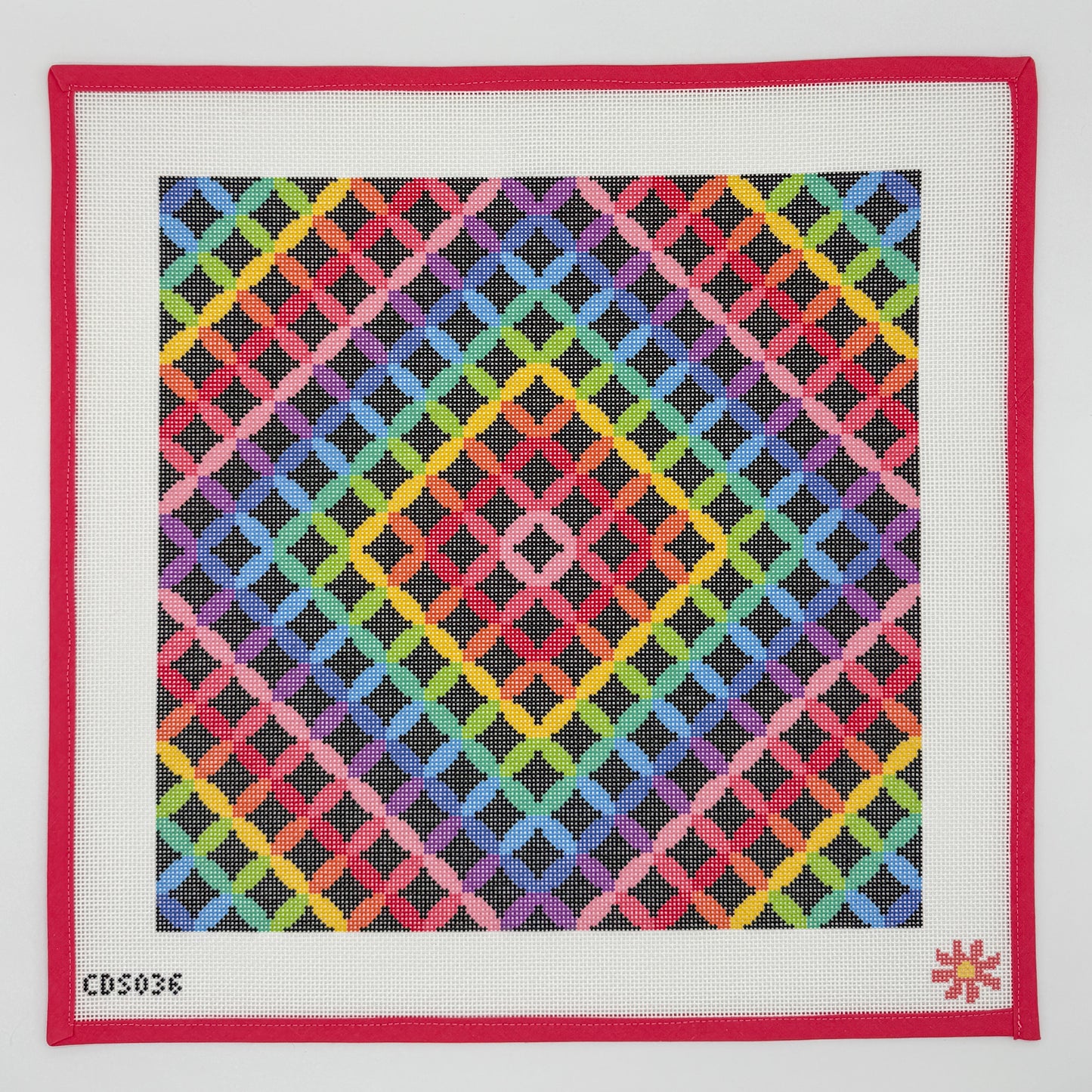 Rainbow Rings Pillow Needlepoint Canvas - Black