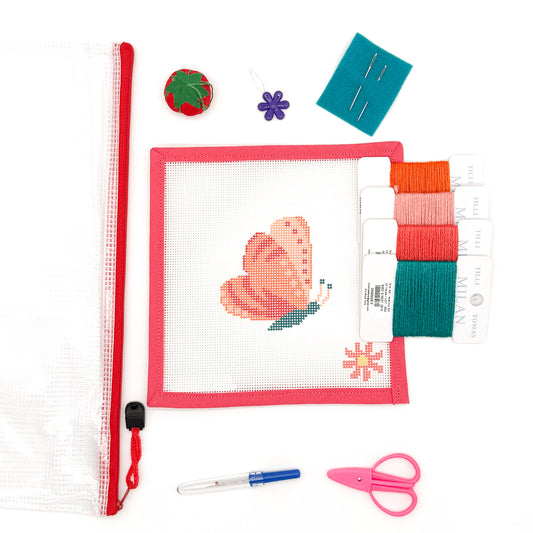 Orange Butterfly Beginner Needlepoint Kit